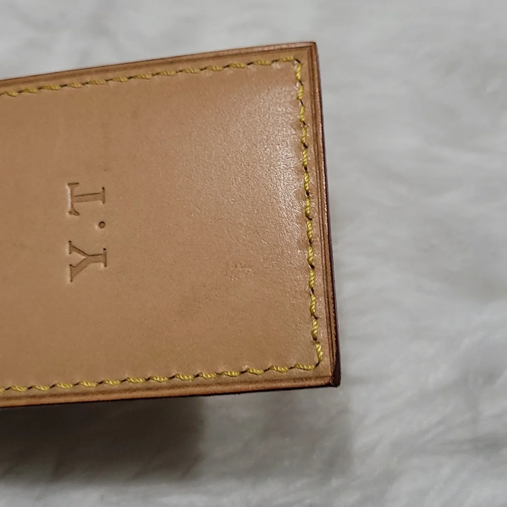🤩 Louis Vuitton Name Tag Tan Leather  with Initials